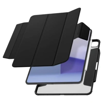 Image of Spigen AirSkin Pro Compatible with iPad 13 inch (2024) 7th Generation Detachable Magnetic Cover, Clear Transparent Back and Pencil Holder Black