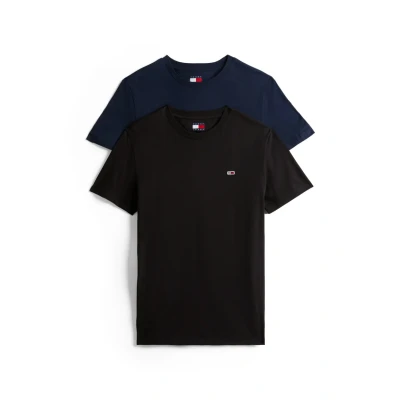 Image of Tommy Jeans 2 PACK Basic Tshirt, Men&#039;s, Size: 48, Black dark night navy