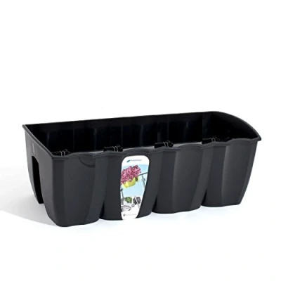 Image of Prosperplast 18 ltr Graphite L size CROWN flower pot for railing, 3 sizes, 4 colours