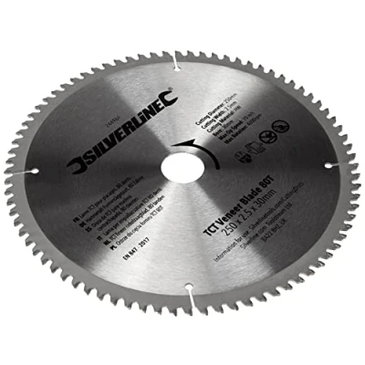 Image of Silverline TCT Veneer Blade 80T 250 x 30 25, 20, 16mm Rings