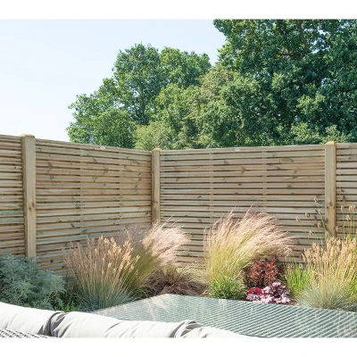 Image of Forest 6&#039; x 5&#039; Pressure Treated Contemporary Double Slatted Fence Panel (1.8m 1.5m)