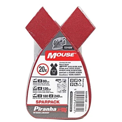 Image of Mouse Sanding Sheet SPARPACK ASSORT 20PK, Abrasive Aluminium Oxide Paper Tools, 20 Piece Pack X31029 QZ