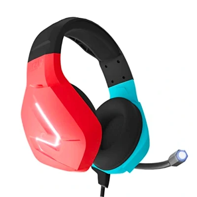 Image of Orzly Gaming Headset with Mic for Nintendo Switch OLED and Lite Joycon Color Match Led Light Microphone &amp; Remote Hornet RXH 20 Tanami Edition