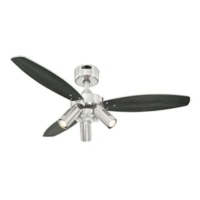 Image of Westinghouse Lighting 72290 Jet Plus Three Light 105 cm Blade Indoor Ceiling Fan, Brushed Nickel Finish with Spot Lights