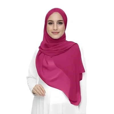 Image of Premium Chiffon Hijab Head Scarf Shawl Wrap for Muslim Women Lightweight (Cerise Pink)