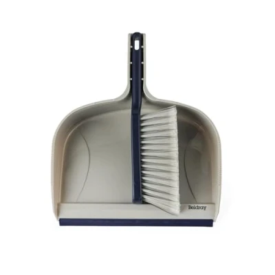 Image of Beldray LA034054FEU7 Deep Clean Dustpan &amp; Brush Large Plastic 2.5L with Rubber Lip, Dual Action Lightweight Sweeping Brush, Soft Bristles to Collect Fine Dust, Firm Remove Dirt