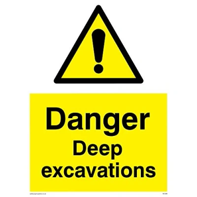 Image of Viking Signs WC489 A5P 3M &quot;Danger Deep Excavations&quot; Sign, 3 mm Rigid Plastic, 200 H x 150 W