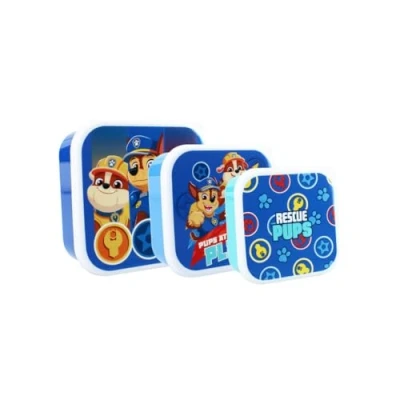 Image of My sweety pop Set of 3 Paw Patrol snack boxes lunch box for children nursery kindergarten school holiday meal 11.5 cm blue