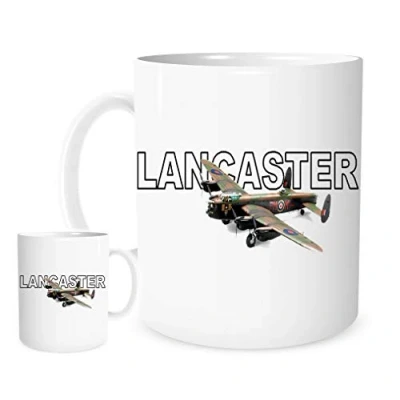 Image of 11OZ Lancaster Bomber Logo Mug, Lovely Ceramic Gift Mug Featuring Emblem WW2 Aircraft