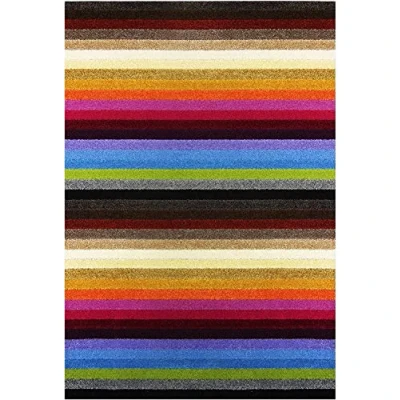 Image of eXtreme Washable Hall/Kitchen/Bedroom/Living Room Runner Rug Mat, Non Slip Stripey Colourful Area Mats (Rainbow, 200 x 140)