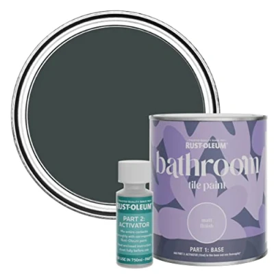 Image of Rust Oleum Black Water Resistant Bathroom Tile Paint in Matt Finish Sand 750ml