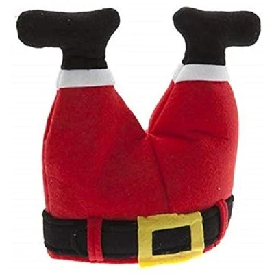 Image of Novelty Christmas Santa Hat Father Legs Stuck in Chimney