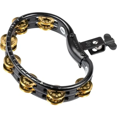 Image of Meinl Percussion Tambourine Mountable Instrument 2 Row With Holder ABS Plastic / Brass, Black Gold (TMT2B BK)