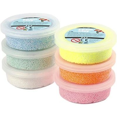 Image of Creativ 6 x 14 g Foam Clay Assorted Colours Glitter