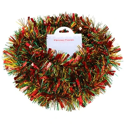 Image of Christmas Concepts® 2 Metre Chunky/Fine Tinsel Decoration (Red/Green/Gold)