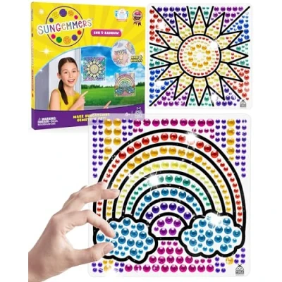 Image of SUNGEMMERS Suncatcher No Mess Window Art Craft Kits for Kids Great 6 Year Old Girl Gifts Arts and Crafts Age 12 &amp; Birthday Presents 7 Girls Stocking Fillers
