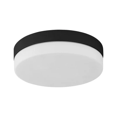 Image of Pori Cylindrical Ceiling Light Black, Opal Glass 2xE27