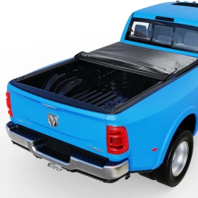 Image of VEVOR Truck Bed Cover, Roll Up Tonneau Compatible with 2002 2018 Dodge Ram 1500, 2003 2024 2500 3500, 2019 Classic, for 6.4 x 5.5 ft Bed, Soft PVC material, Cover