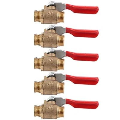 Image of 5 Pcs Valve Air Compressor Ball Double Male Thread G1/4 Brass Accessory Tubing Pipe Hose Tool Hoses