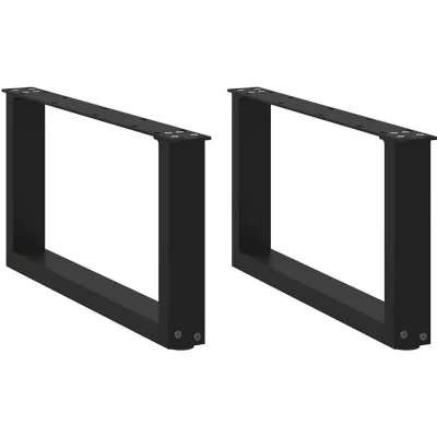 Image of vidaXL Coffee Table Legs U Shaped Steel Design, 70x30 31cm, Adjustable Black Modern Accent for Custom Tabletops