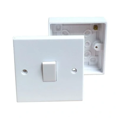 Image of Single Wall Switch &amp; Back Box Pattress. 1 Gang 2 Way Switched Electrical