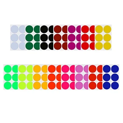 Image of Round 2&quot; Inch 15 Colors Combination 50Mm Colored Coding Labels Easy Peel Stickers Permanent Adhesive Two Dots 90 Pack