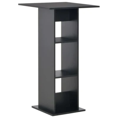 Image of vidaXL Black Bar Table Modern Design, Engineered Wood, Compact Dining with Storage Shelves, Suitable for Living Room, 60x60x110 cm