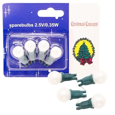 Image of Christmas Concepts® Pack of 4 Pearl Berry Push in Spare Bulbs 2.5v 0.35w 0.14a Replacement
