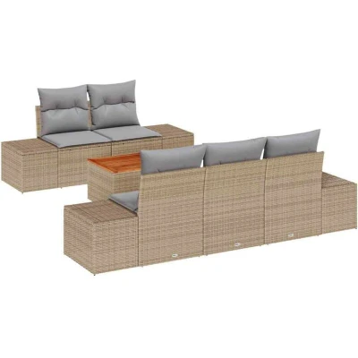 Image of vidaXL Garden Sofa Set 6 pcs Beige, light grey 55 x 37 cm