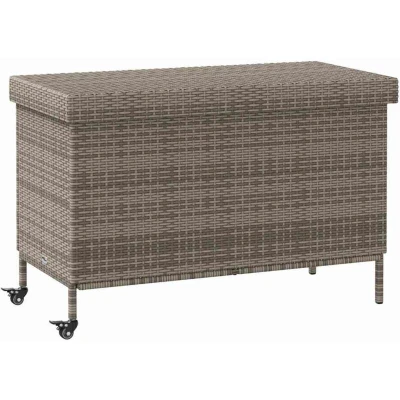 Image of vidaXL Garden Storage Box with Wheels Grey 110x55x73 cm Poly Rattan