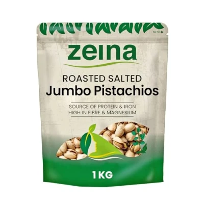 Image of Zeina Jumbo Pistachios (1Kg) Delicious Roasted Salted Pistachio Nuts, Gluten Free and Vegan Approved Healthy Premium Snacking