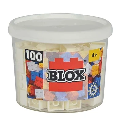 Image of Simba 104114113 &quot;Blox 4 Stud White Building Blocks Set (100 Piece)