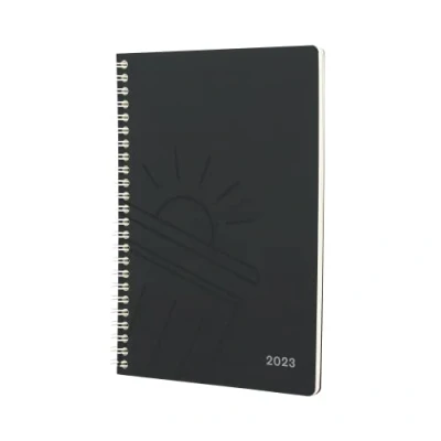 Image of Jumble &amp; Co Convo Icon A5 Week to View Wiro Bound 2023 Diary Clean Slate Black Weekly Journal with dotted pages
