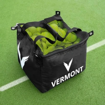 Image of FORZA Vermont Tennis Ball Basket Bag Durable &amp; Portable Mesh Top Storage for Coaches and Clubs Store Up to 150 Balls! (Black)