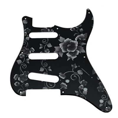 Image of KAISH 8 Hole 3D Printed American Vintage Strat Style SSS Pickguard ST Guitar Plastic Pick Guard Scratch Plate for Stratocaster/Strat Flower Pattern