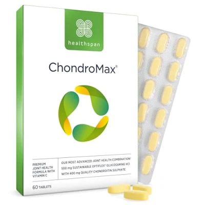 Image of Healthspan High Strength Glucosamine &amp; Chondroitin Joint Health 500mg Optiflex HCI 400mg Sulphate Vitamin C for Cartilage Shellfish Free (60 Tablets)