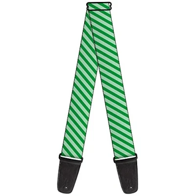 Image of Buckle Down Guitar Strap Diagonal Stripes Pastel Greens 2 Inches Wide