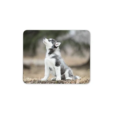 Image of Destination Vinyl ltd Adorable Husky Puppy Mouse Mat Pad Dog Dogs Mum Sister Fun Gift Computer #8627