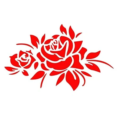 Image of Porfeet Car Sticker, Rose Flower Styling Vehicle Body Window Reflective Decals Sticker Decor Red