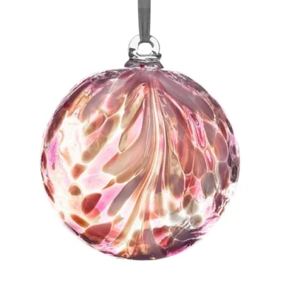 Image of Sienna Glass 10 cm Friendship Ball, Feather Design Flamingo