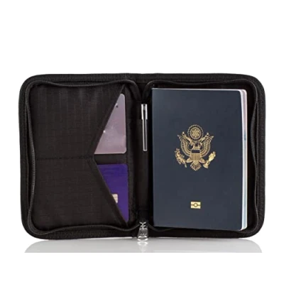 Image of Zero Grid Passport Wallet Travel Document Holder w/RFID Blocking, Black, One Size, Single