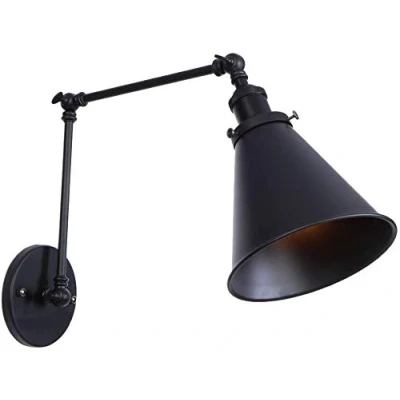 Image of Lzoahi Industrial Vintage Mount Light Sconces Wall Lamp Black Angle Adjustable Up Down Swing Arm Retro Bronze (Harwire 1 Pack)