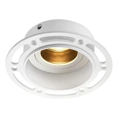 Image of Horizon Matt White Round Trimless Plaster in GU10 LED Anti Glare Low Profile Die Cast Tilt Rotate Ceiling Downlight Spotlight