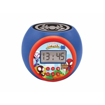 Image of Lexibook, Spidey &amp; His Amazing Friends, Projector clock with snooze alarm function, Night light timer, LCD screen, battery operated, Blue