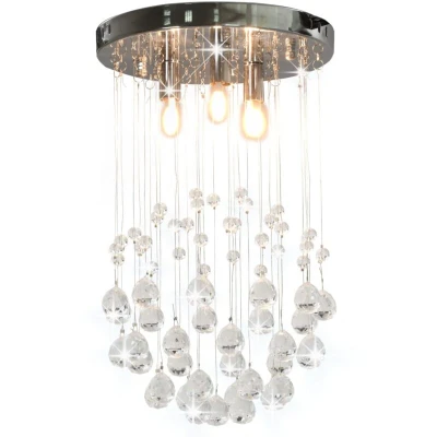 Image of vidaXL Ceiling Lamp with Crystal Beads Silver Sphere 3 x G9 Bulbs