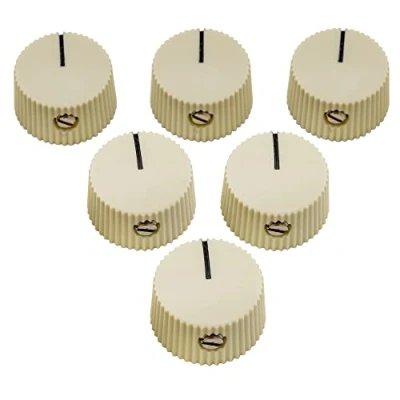 Image of Musiclily Pro Imperial 1/4&quot; Inch Plastic Vintage Barrel Guitar Amplifier Control Knobs with Set Screw for Fender Amp Style Solid Shaft CTS Pots, Cream (Set of 6)