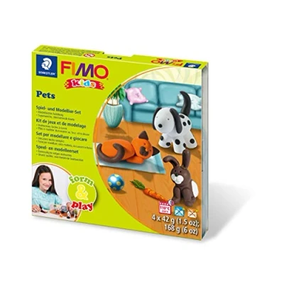 Image of STAEDTLER Fimo Kids Form &amp; Play Pet 7 Parts, clay, Multi Colour, 15.5 x 15.6 2.2 cm
