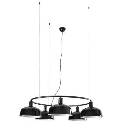 Image of Tatawin Medium 5 Light Cylindrical Pendant Ceiling Satin Black