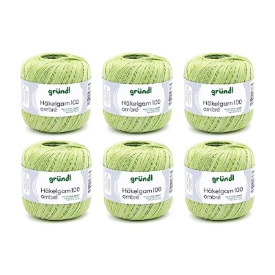 Image of Gründl 3528/06 Häkgel Yarn 100 Ombre Value Pack 6 All Balls 100g Yarn, Cotton, Pistachio, 30 x 21 11 cm