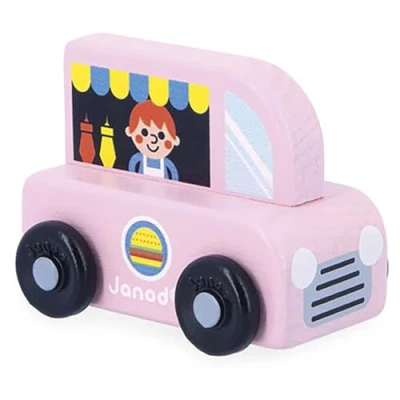 Image of Janod Wooden Food Truck City Cross Roads Early Learning Toy Develops Motor Skills 12 Months +, FSC Wood Toy, Multicolor